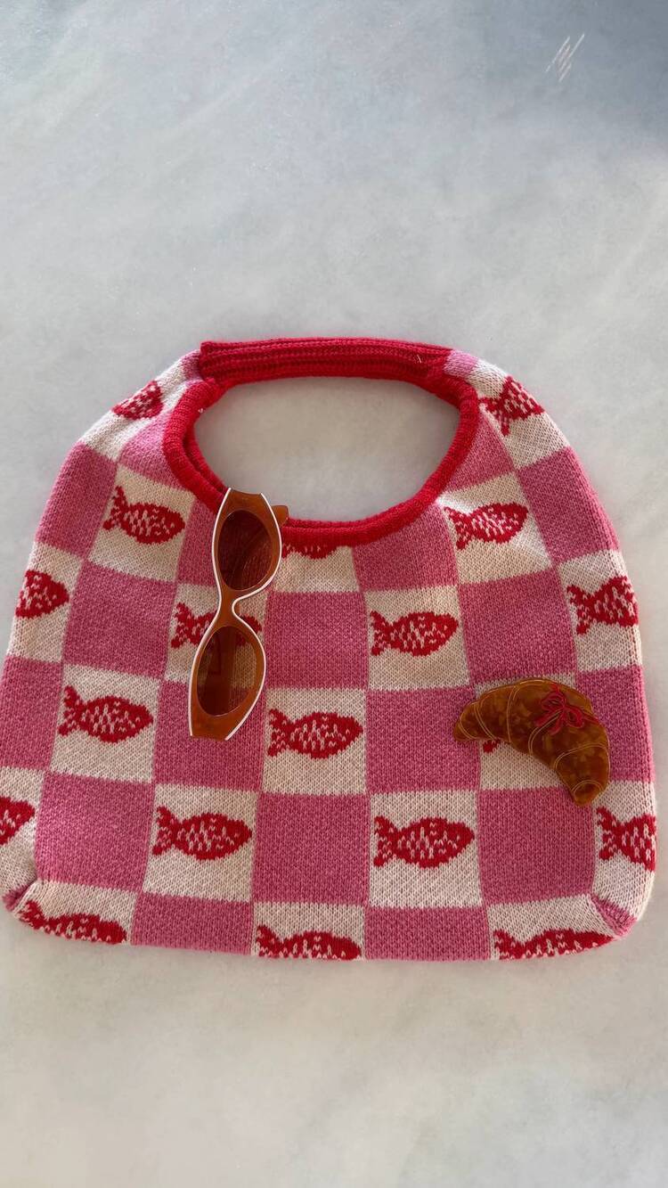 NEW FRNCH women's tulum fish bag in rose pink